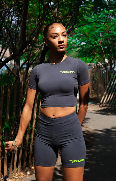 Vibeland Crop Top Tee - Dolphin Blue